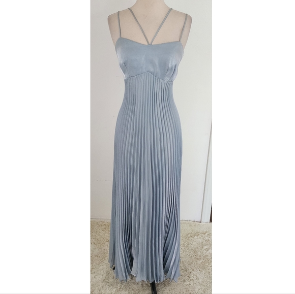 Steppin' Out Dresses & Skirts - Vintage Steppin' Out Icy Blue Accordian Pleat Evening Gown